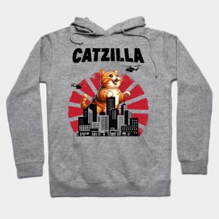 Catzilla Funny Giant Orange Tabby Cute Classic Japanese Film Hoodie